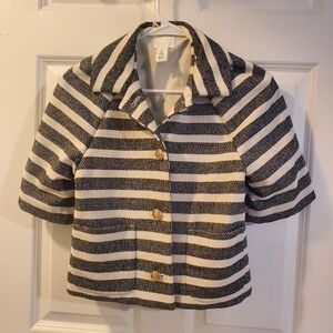 H&M Short-Sleeve Striped Blazer / Jacket - Black & White with Gold Buttons H&M